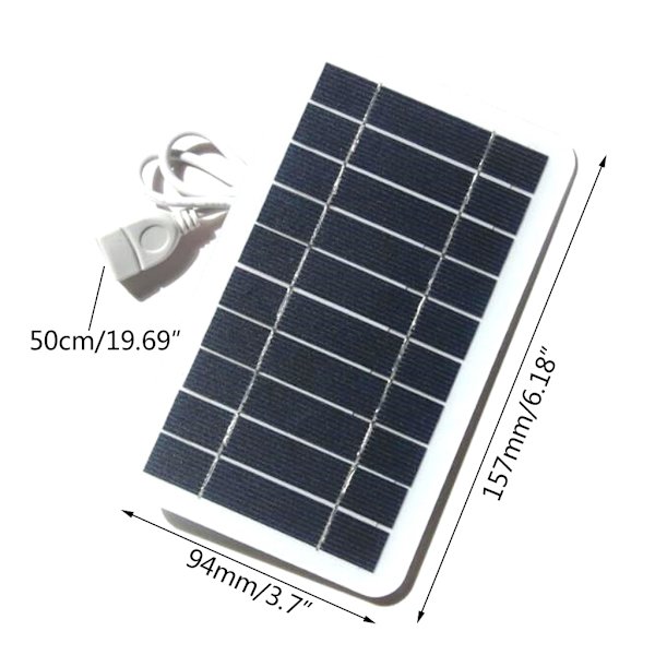 2 watt 5 volt solpanel högeffektiv modul PV Power flexibel solpanel med 50 cm kabel för mobiltelefon