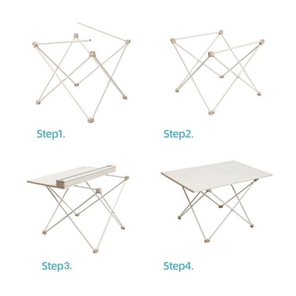 Utomhusfällbart bord Bärbart Ultralätt picknickbord Aluminiumlegeringsfäste Campingbord för resor, BBQ, stränder Off white