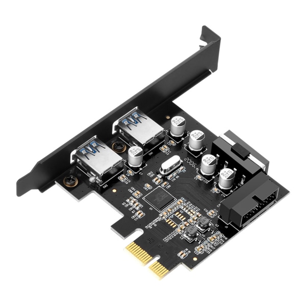 PCI-E till 2-portar USB 3.0 expansionskort PCI för Express Desktop External Controller Adapterkort med 19-stifts power