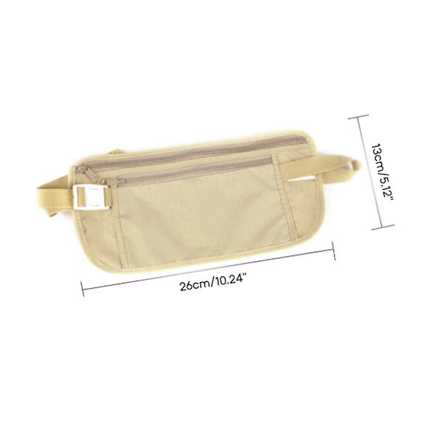Tunn profil Pengabälte Säkert Resepengar Bältesväska Gömda blockerande plånböcker Stöldskyddspasspåse Fanny Pack Khaki