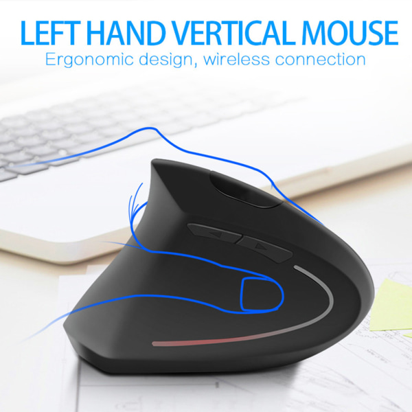 1 st vänsterhänt mus Uppladdningsbara ergonomiska vertikala möss med USB -mottagare för bärbar dator Stationär PC Datortillbehör Rechargeable
