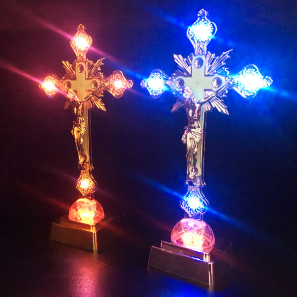 Kyrkliga reliker Figuriner Nattljus Krucifix Jesus Kristus för kors katolska Ant Gold