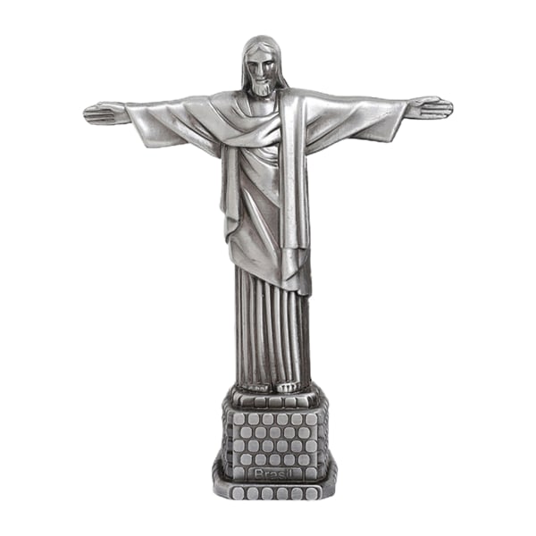 Retro legering Jesus modell figur Skulptur Religiös katolsk samling dekor Silver
