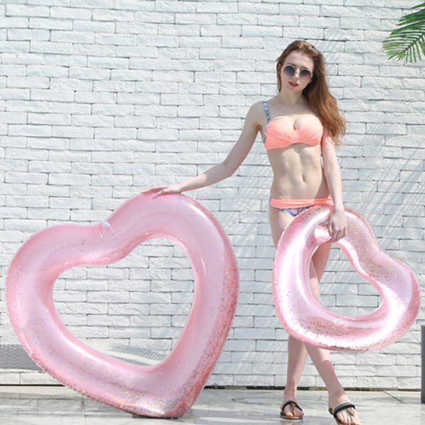 Genomskinlig hjärtformad pool Flytmadrass Sommar Simm Circle Float Vatten Pool Party Uppblåsbar Simring Flytleksaker 120cm