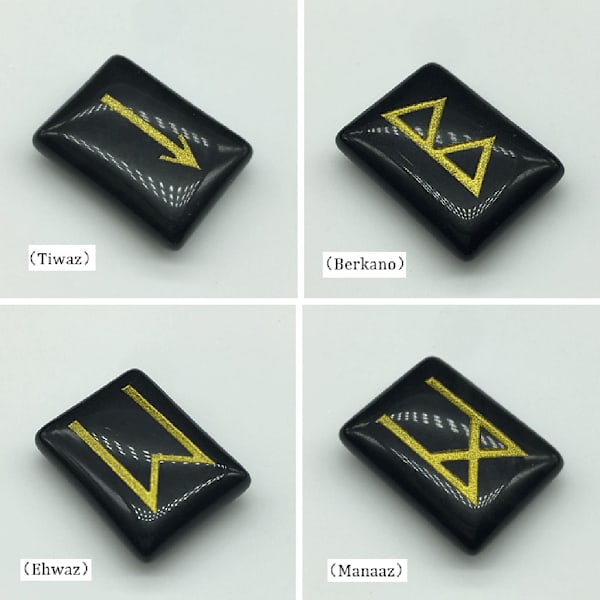 25 st Svarta Obsidian Rune Stones Set med graverad Elder Futhark Alphabet Crystal Meditation Divination Art Witchcraft Black