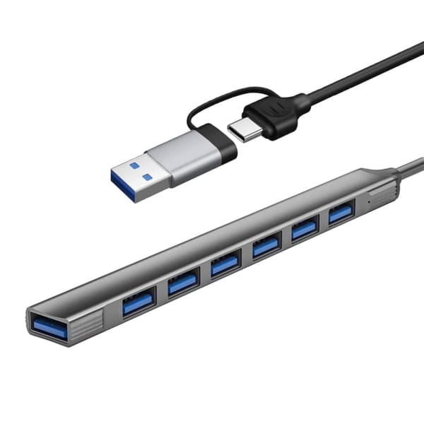 2 i 1 7-Port USB C Expander USB 3.0 Hub Type C Splitter Dock Multiport Adapter
