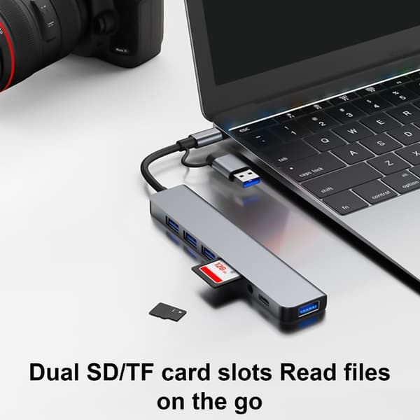 Pladsbesparende USB C-hub med hurtig dataoverførsel til hverdagsbehov