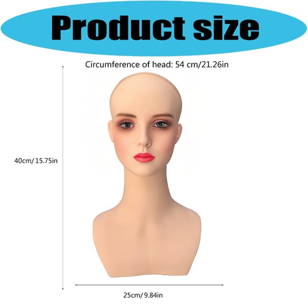 Praktisk kort PVC-hodeform, utstillingshode for parykk og hatt