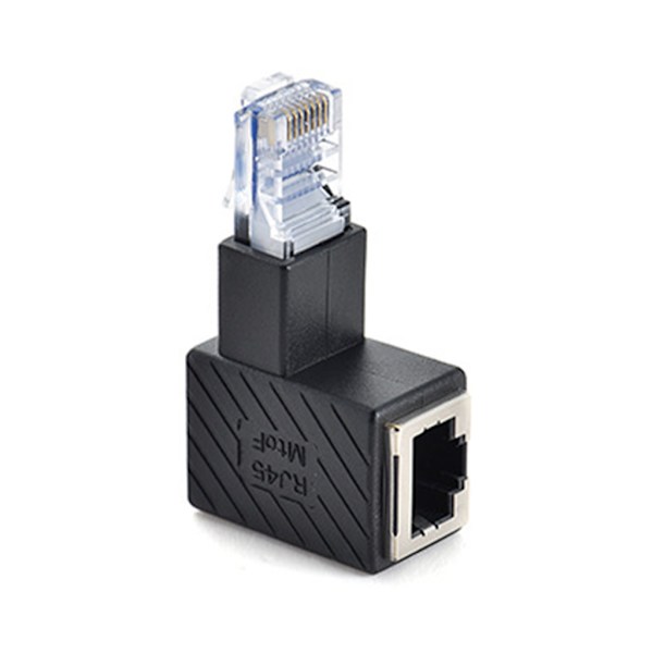 Albue Rj45 Hann til Hunn Nettverkskabel 90 Graders Adapter Lan Nettverksforlengelse Krystall for Hode