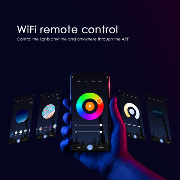 WiFi för smarta glödlampor, GU10 Dimbar RGB 5W LED App Contorl Färgskiftande glödlampor för sovrum, vardagsrum 2700~6500K