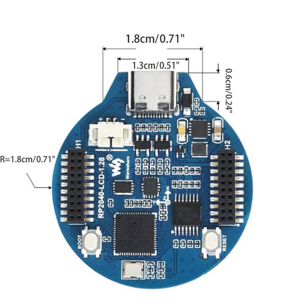 RP2040 Microcontroller Udviklingskort 1.28 Tommer 65K til RaspberryPi/STM32