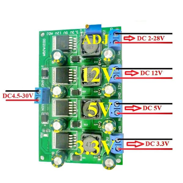 3A 4-kanals 3,3V 5V 12V Step Down Converter Modul Step Down Converter Board