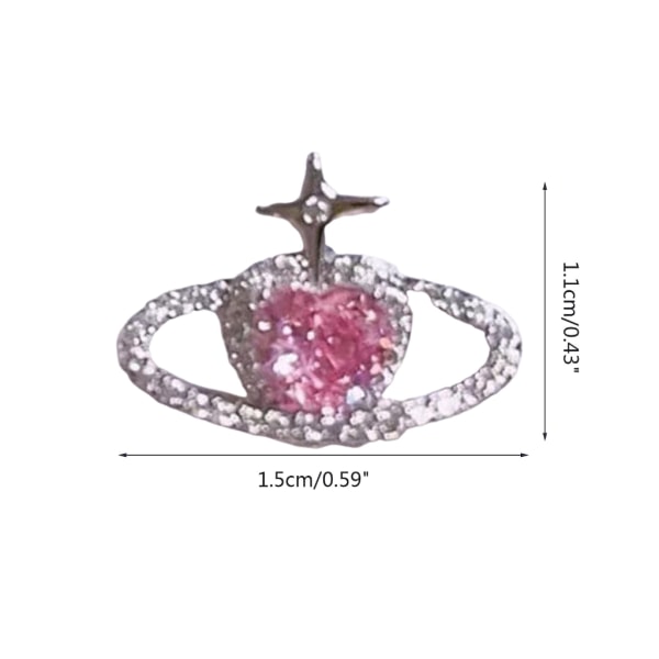 Mode Love Heart Stud-Örhängen för kvinnor Vintage Saturn Strass-Örhängen Lovey-Presents Sweet Cool Smycken Ornament