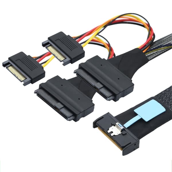 PC Computer Serverkabel 8i 74P til 2x SFF 8639 med 15-benet strøm