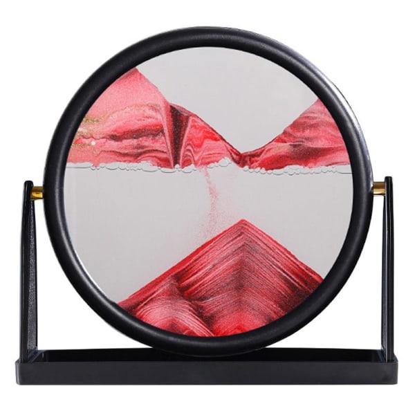 Roterbar Moving Sand Art Picture 3D Motion Display Flödande Quicksand Ram Red
