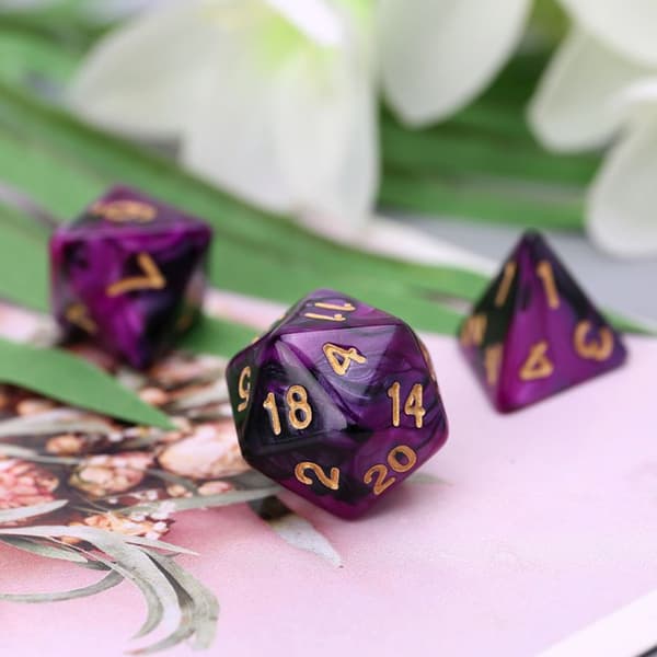 49 stk. Assorterede polyedriske terninger i resin med pose til DND RPG spil D4 D6 D8