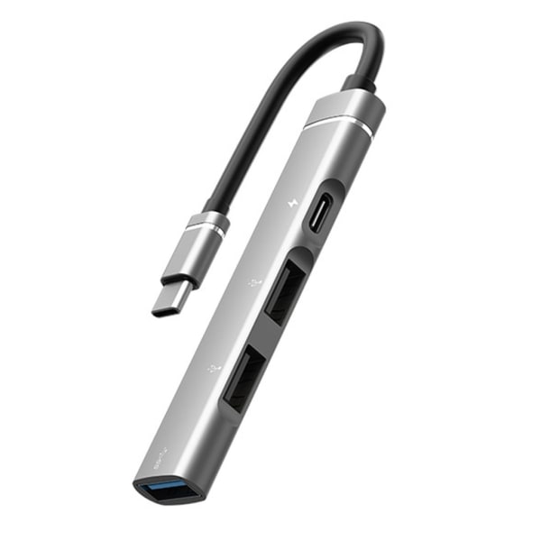 4in1 USB3.0 Hub 4-ports USB3.0 USB2.0 Type-C Extender USB PD Multi-splitter Adapter OTG för PC Datortillbehör Silver