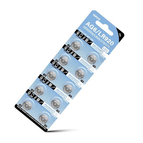 Paket med 10/20/50 st AG6/LR920 alkaliskt batteri 320mAh knappcell Långvarig power för watch Fjärrkontrollleksak 20 pieces