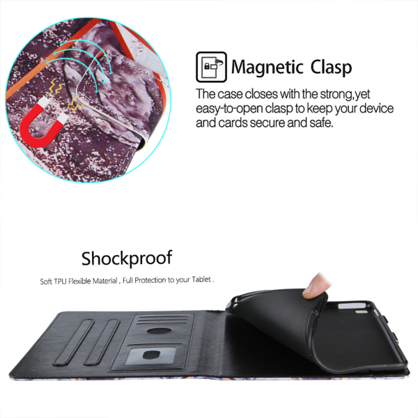 Magnetisk stötsäker antidammskyddsfodral Case Cover för pad 5.6.8/9.7 2018/2017/Air(2) Black White