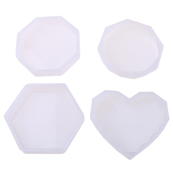 4 st/ set DIY Cup Pad Kristall Epoxi Form Hjärta Rhombus Form Coaster Molds