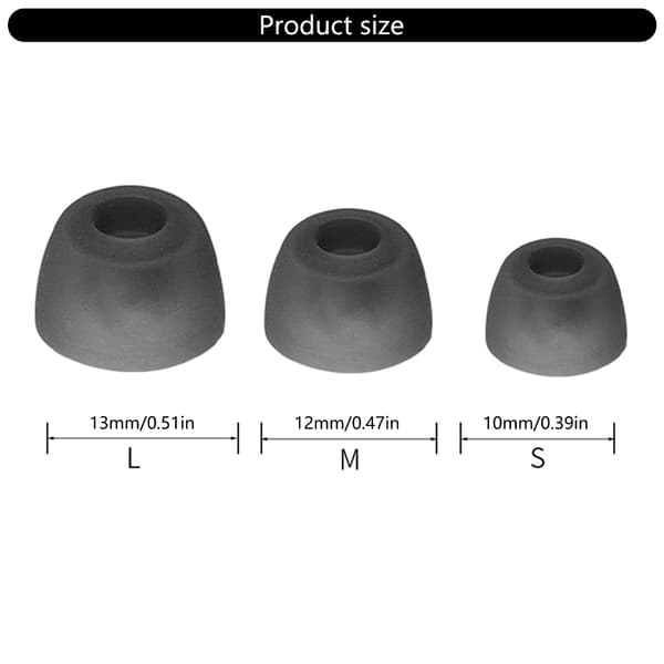 3 par öronproppar för Tune Beam-hörlurar, mjuka silikonöronproppar Transparent black