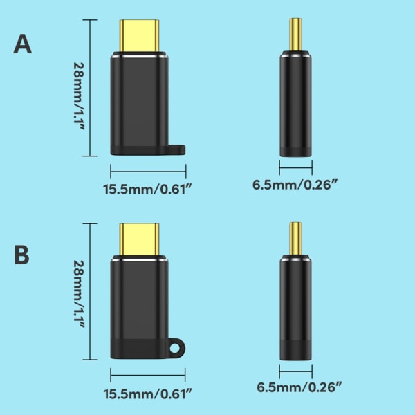 Telefonladdaradapter för iOS8pin hona till typ-C hane omvandlaradapter Support PD60W Laddning och dataöverföring Blue Front hole