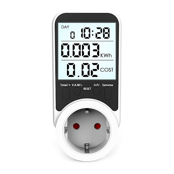 Virrankulutusmittari suurella LCD-näytöllä, helppo seurata ja säästää sähköä, energiankulutusmittari parvekkeille