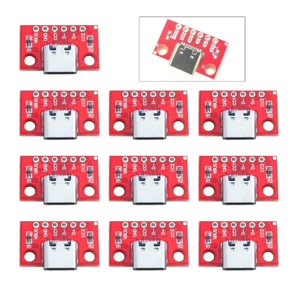 10 stk. USB C Test Board Professionel USB3.1 16P til 2.54 Strømadaptere Board