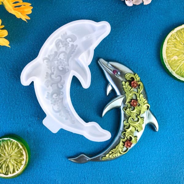 3D Delfin Veggdekorasjon Silikonformer DIY Stue Skrivebordsdekorasjon