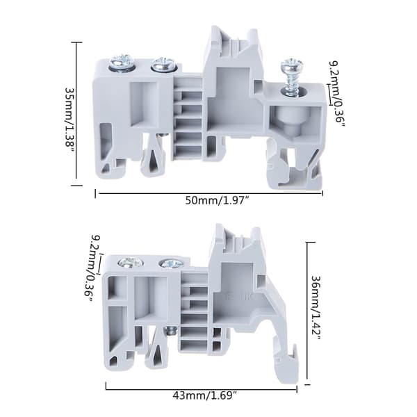 10 st EUK/EUK2 Din Rail Kopplingsplintar Ändstoppsfäste Brandhämmande Fast C Grey