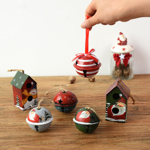 Christmas Bells Ornaments Santa Claus Bells Xmas Tree Hängande hänge dekoration null - Santa's Iron House