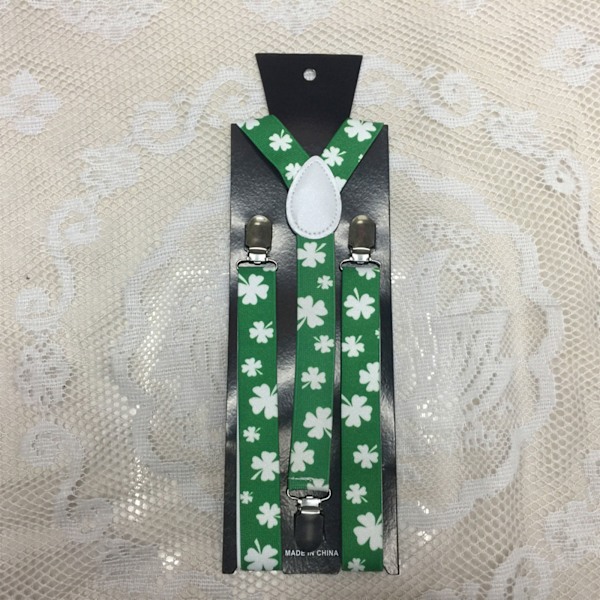 Irish Saint Patricks Day Y Rygghängslen med clips Shamrock Print Strap Bälte null - Small strap