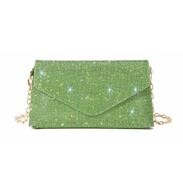 Glitter Evening Bag för kvinnor Bröllop Clutch Handväska Kedja Axelväska Liten Party Handväska Crossbody Bag Green 1