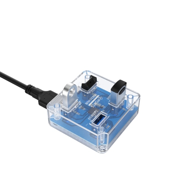 Transparent USB C Hub 4-portars expansion med power USB3.0 5Gbps höghastighetsöverföring OTG-adapter Square