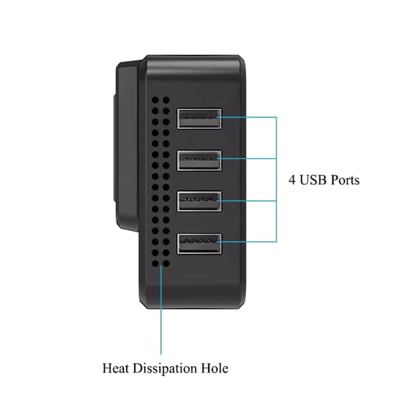 200W Bil Strømomformer 12V til 220V Uttak 4 USB-porter Sikkerhetsbeskyttelse
