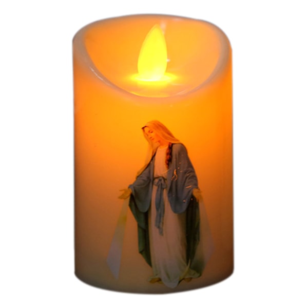 Jesus Kristus Candle Light Led värmeljus romantisk pelare ljus Batteri drivs för kristen kyrka helig dekor null - 3
