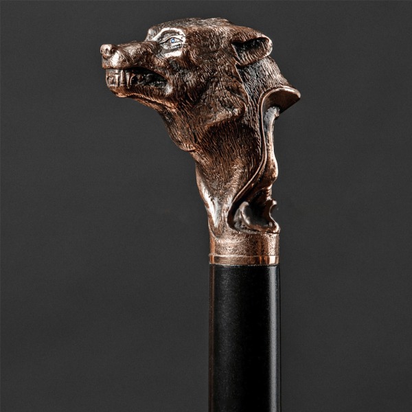 Wolf Head Lyx Walking Stick Män Lyx Walking Cane Travel Dekorativ Walking Stick 36 Inches Wood Walking Pole Present