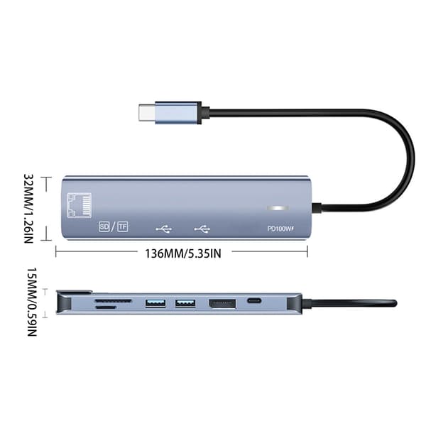 USB Type C -sovittimet 8K 60Hz 7 toimintoa virtalähteelle 100W