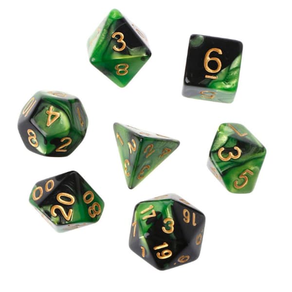 49 stk. Assorterede polyedriske terninger i resin med pose til DND RPG spil D4 D6 D8
