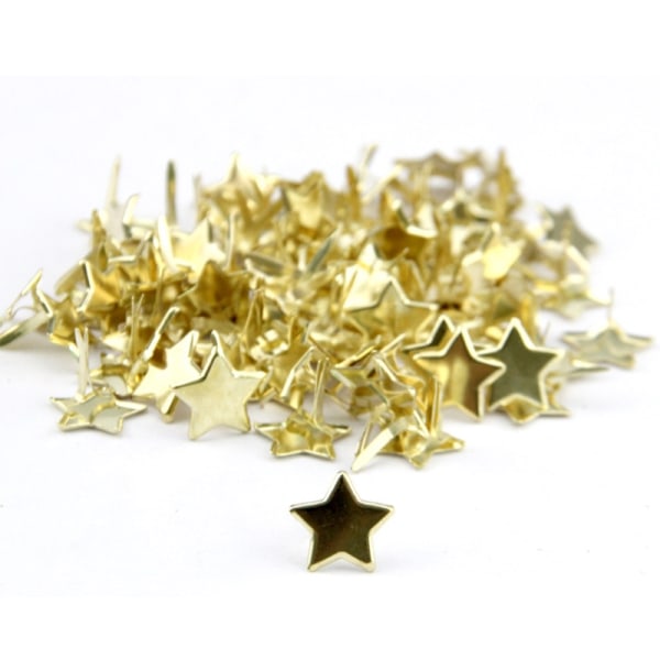 100 st Mini Brads Fästelement Guld Papper Fästelement Stjärnform för Head Split Pins 0,39x0,51In för DIY Scrapbooking Paper C