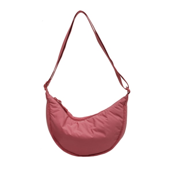 Enfärgad bröstväska för kvinnor Stor kapacitet resor Crossbody-väskor Kvinnliga Half Moon bältesväska Dam Dumpling Bag Red