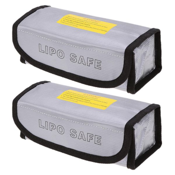 2x Brandsäkra Lipo Batteripåsar Vattentäta Explosionssäkra för Väska Bärbar Lipo Batterilagringsbehållare för Drönare