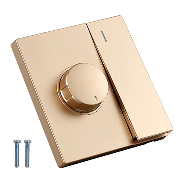 220V Universal Takfläkt Hastighetskontroll Väggknapp Dimmer Switch Steglösa växlar Fläkthastighetsjustering Gold