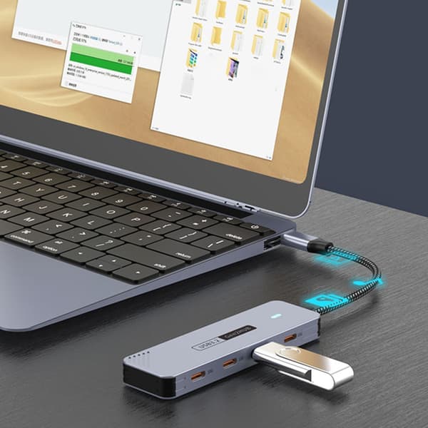 USB C-splitter i aluminiumlegering, 4 portar, 10 Gbps snabb hastighet för digitala enheter