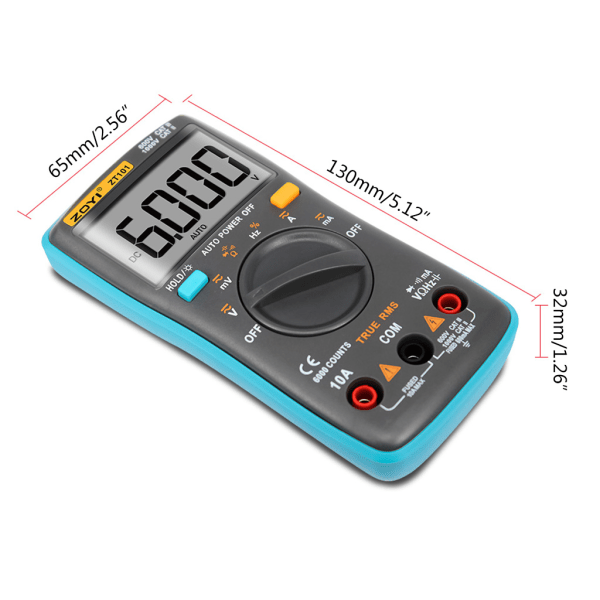 ZT101 Digital multimeter Bakgrundsbelysning A-C/D-C Amperemeter 6000 Counts A-C/D-C Amperemeter Voltmeter Bärbar Mätare Spänningsmätare