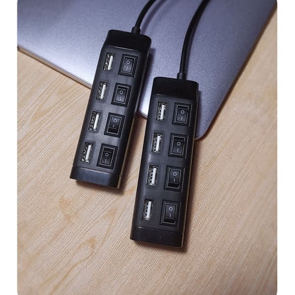 Universal USB-hubb 4 portar USB 2.0 splitteradapterkabel med strömbrytare