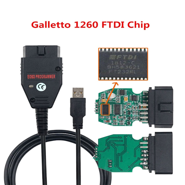 OBD2 Scanner Kabel USB Diagnostikverktyg Galletto 1260 Chip Tuning Verktyg