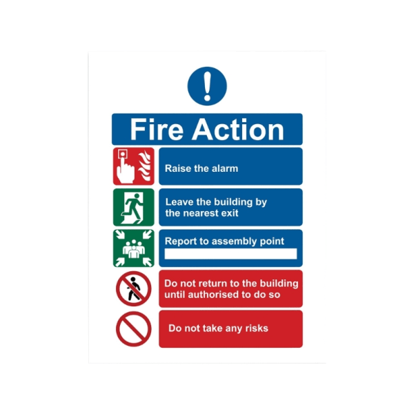 Klar Akryl Brand Åtgärd Skylt Brandsläckare Skylt för säkerhet Evakuering Tydliga instruktioner Ljus färg