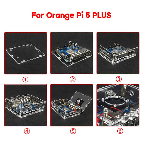 för Orange Pi 5 Plus case- genomskinligt hölje genomskinligt skal - cover med kylfläkt - koppar/aluminium kylflänsar null - Aluminum heat sink s