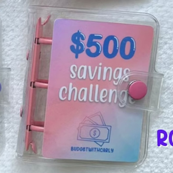 Mini Binder Savings Challenge $150/300/500/1000 Spara pengar Budgetar Kontantkuvert Plånbok Budgetpärm Notebook 4